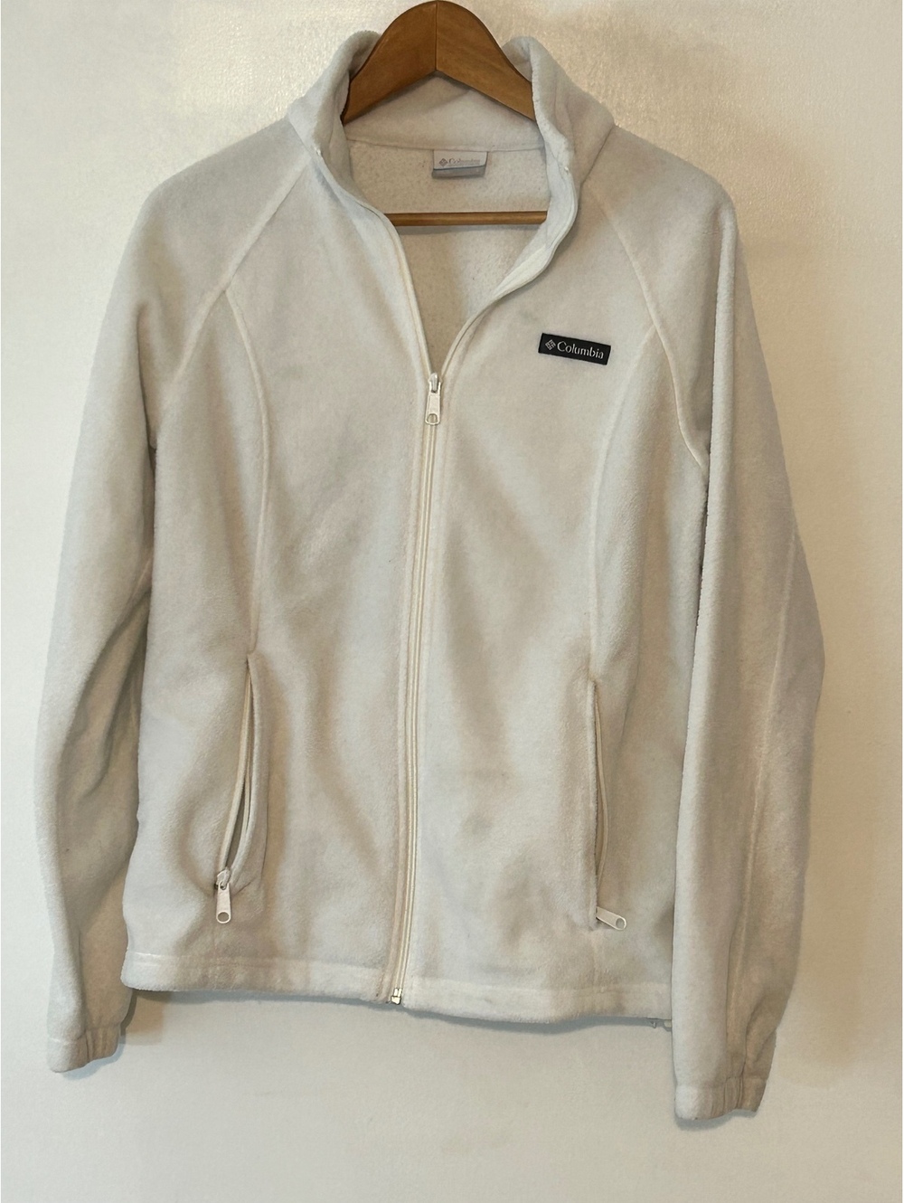 Columbia White Full-Zip Fleece Jacket Size Large